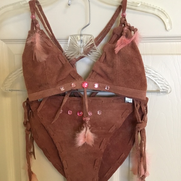 NEW! VINTAGE! Leather Bikini Set Burning Man Size XSM - Picture 1 of 9